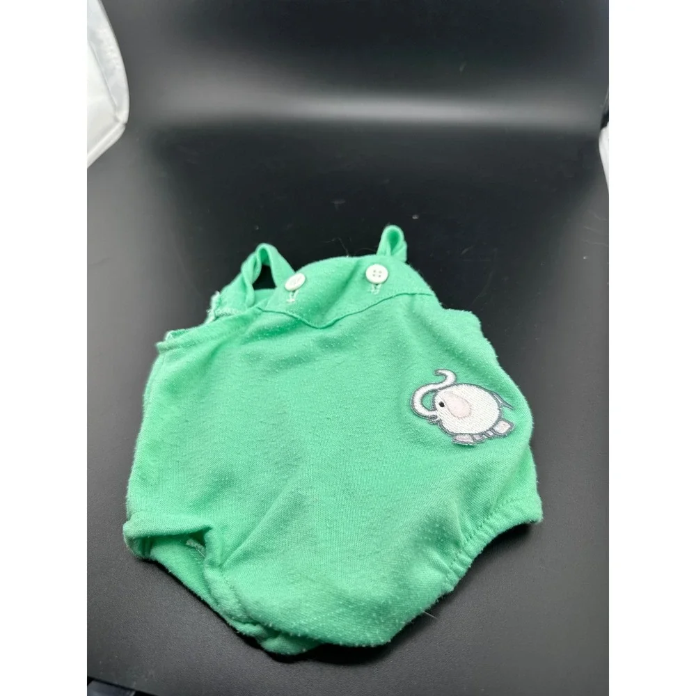 Cabbage Patch Kids Green Overalls Elephant Romper Cotton Coleco Vtg 1980s READ